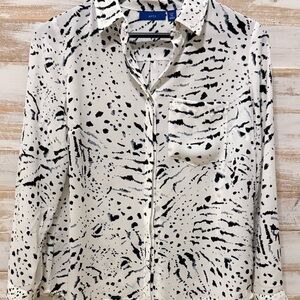 Apt. 9 Black and White Patterned Blouse